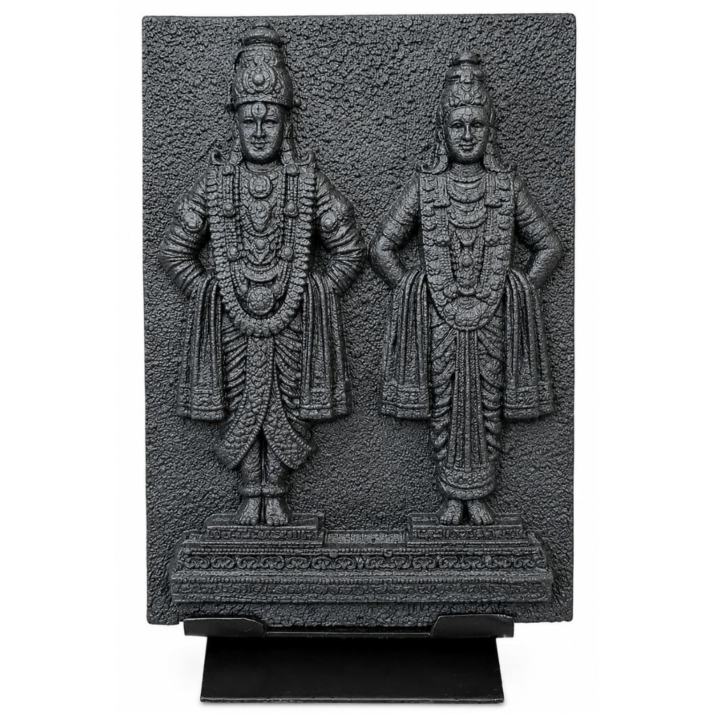 Lord Vitthal and Rukmini (black Stone 3inch)