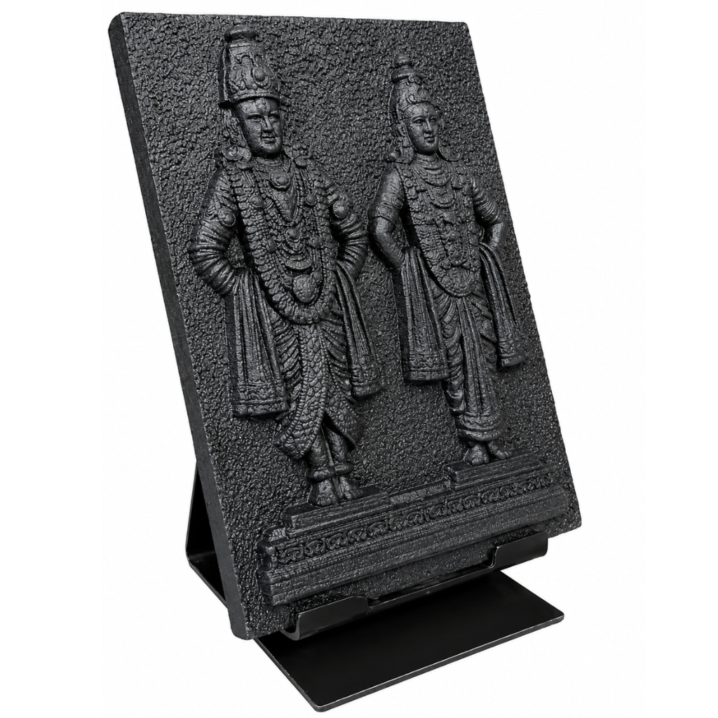 Lord Vitthal and Rukmini (black Stone 3inch)