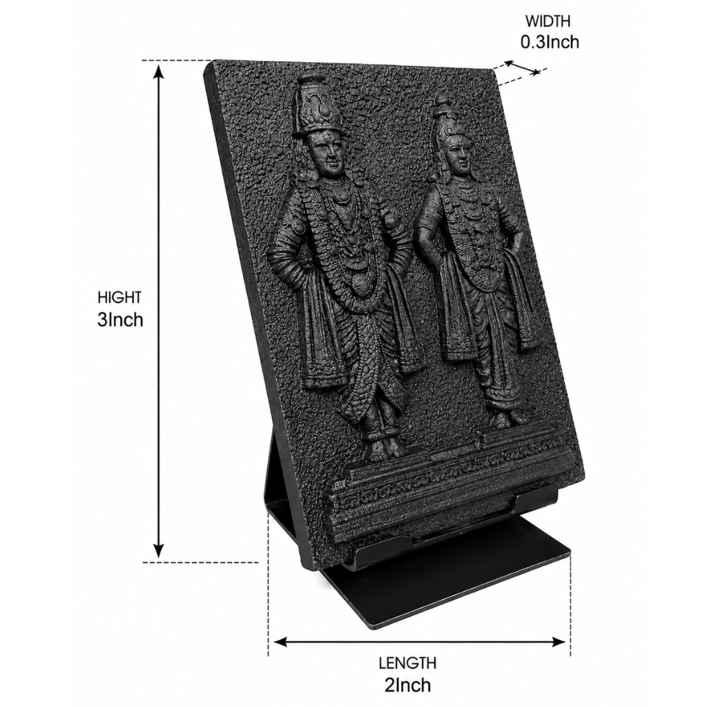 Lord Vitthal and Rukmini (black Stone 3inch)