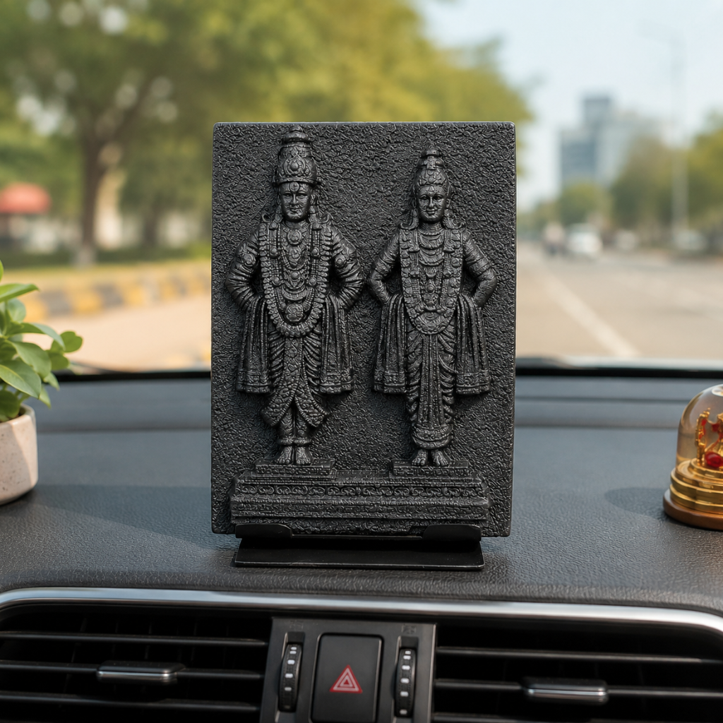 Lord Vitthal and Rukmini (black Stone 3inch)